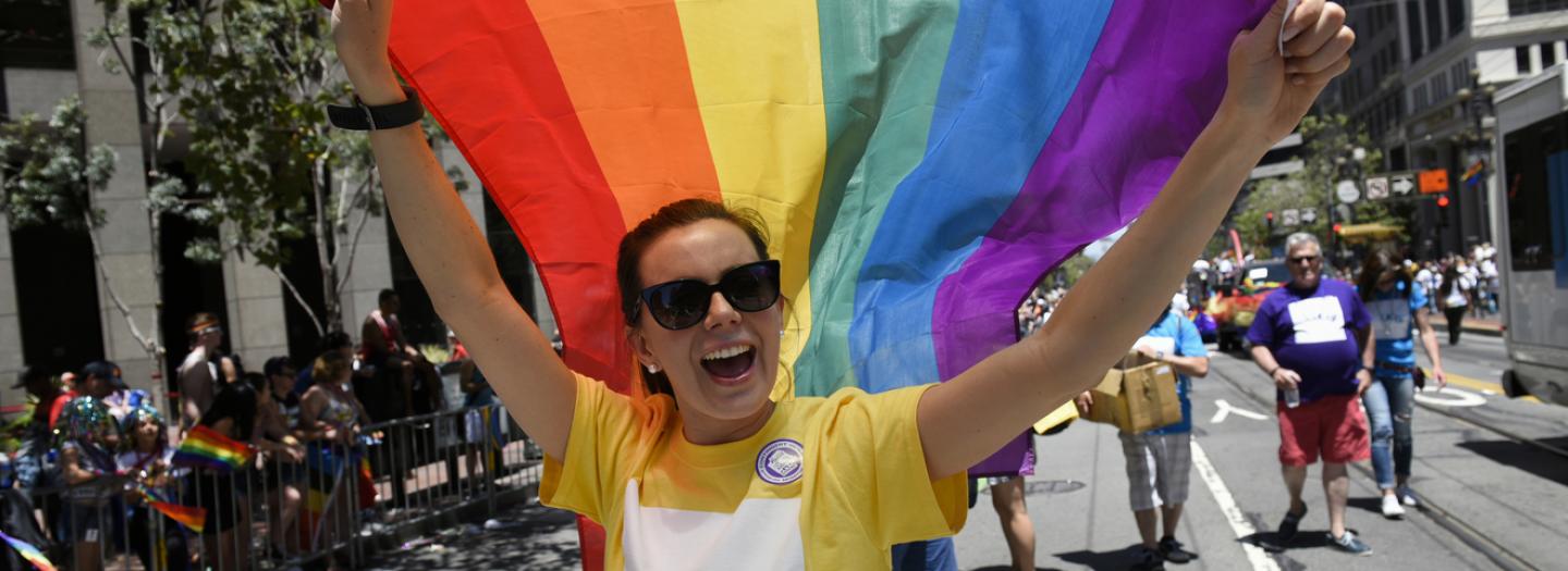 Image of UCSF community member at 2016 PRIDE parade