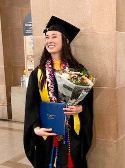 Cassie Xu, MS ’23, RN, on her graduation day