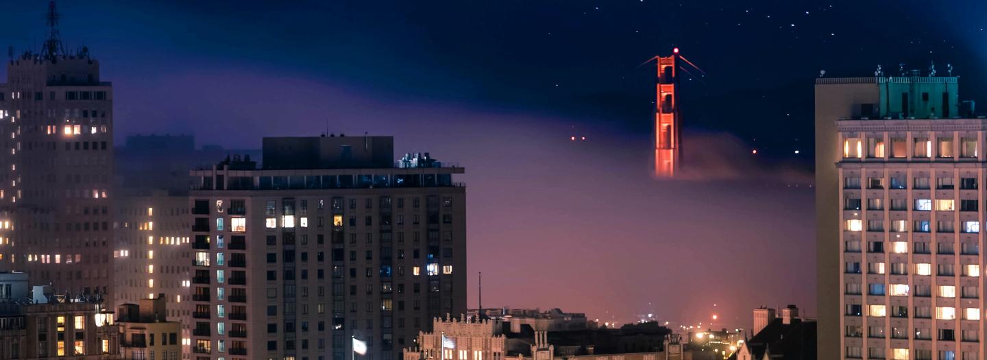 A foggy evening in downtown San Francisco