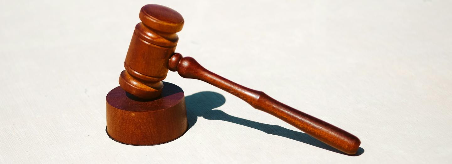 A gavel displayed on a table