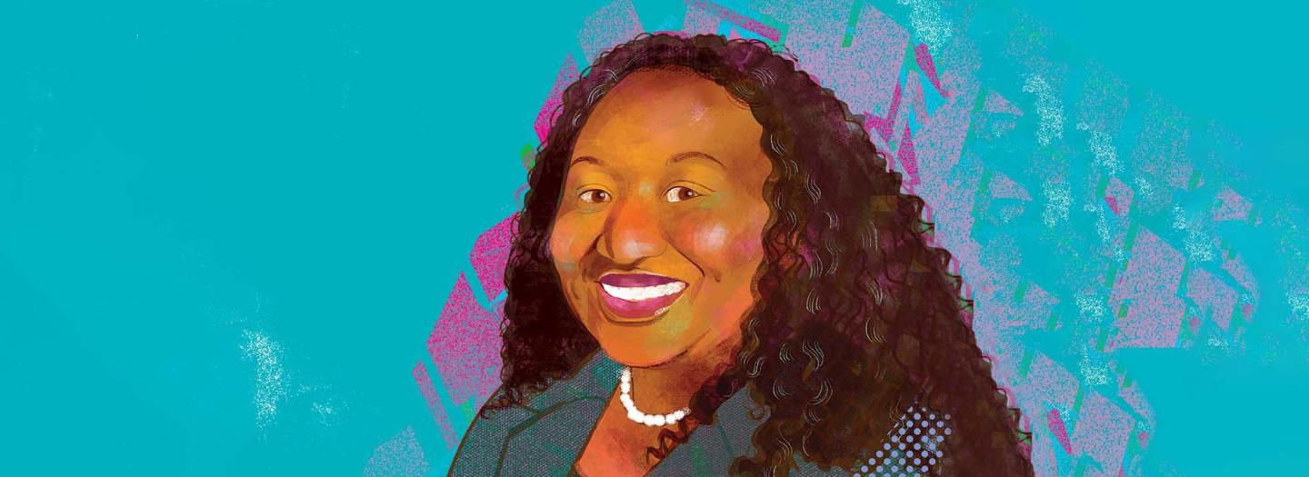 Illustrated portrait of Ifeyinwa Asiodu