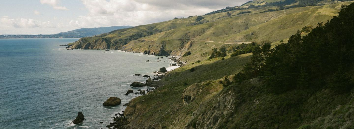 An aerial view of Marin County near the coastline