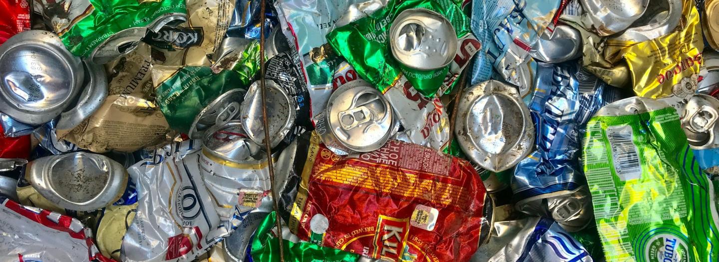 A pile of empty cans