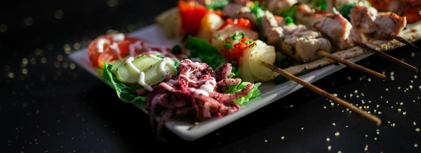 A variety of seafood on skewers