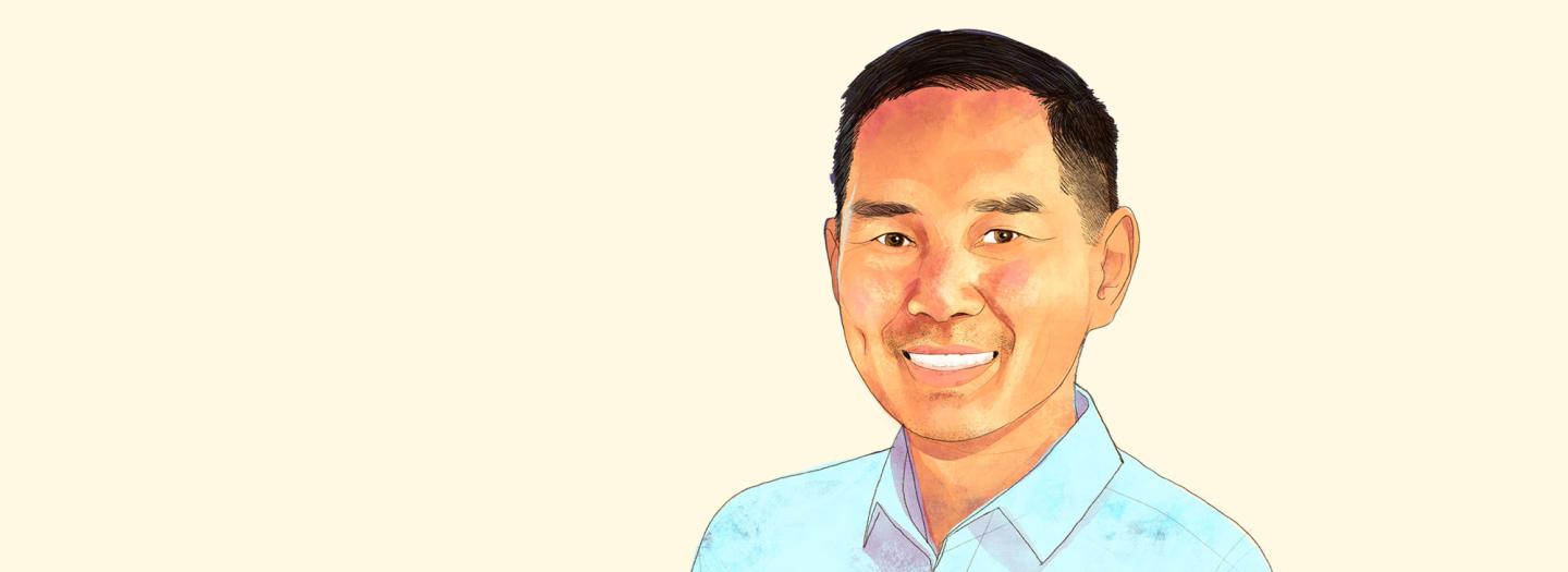 Illustrated portrait of Ken Song