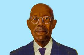 Illustrated portrait of Michael V. Drake